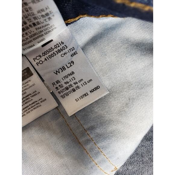 Levis 505 Jeans Size 38x21 Mens Blue Pants Red Tab Denim Relaxed Straight Hemmed - Picture 4 of 14